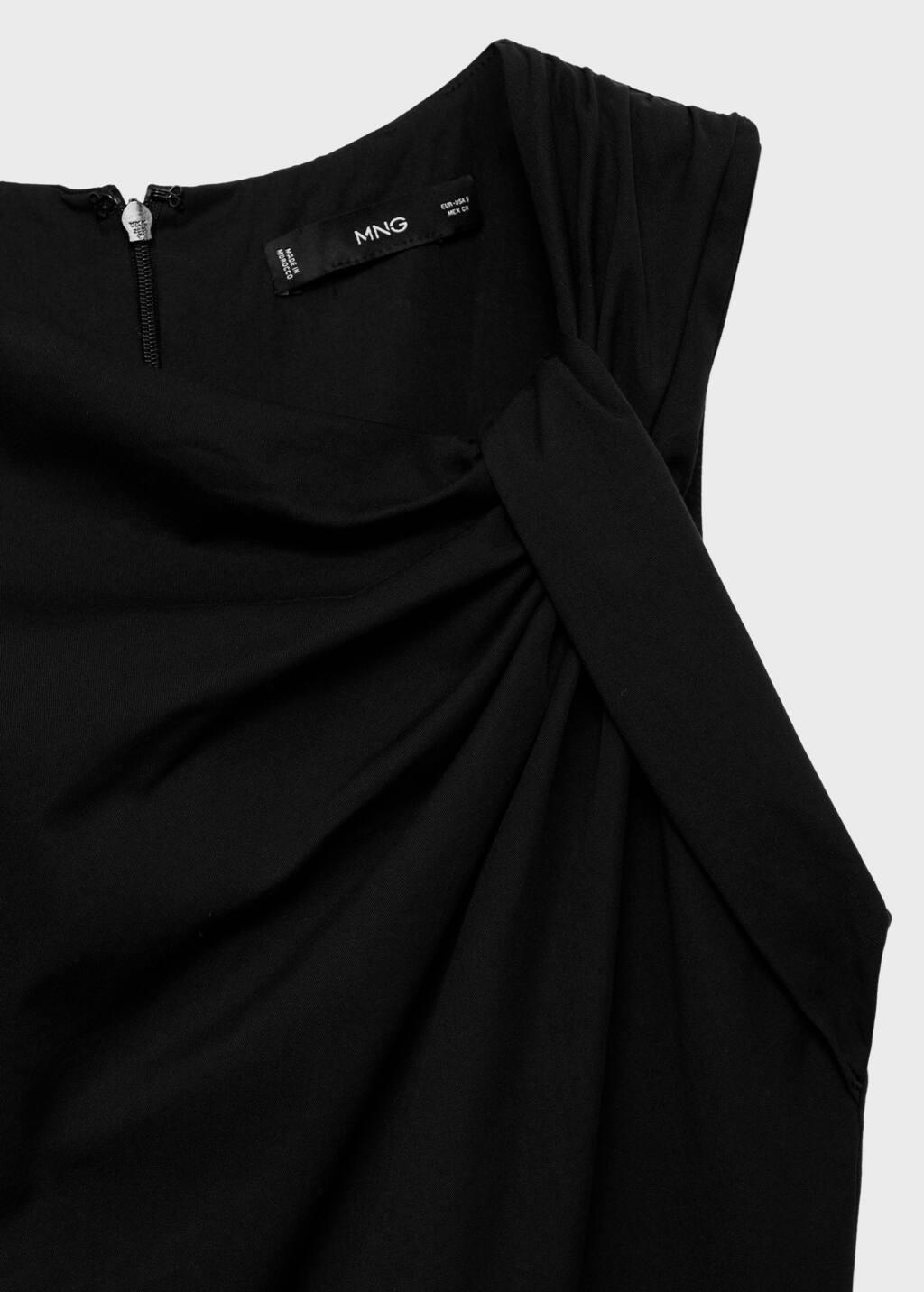 Black Long Culotte Jumpsuit With Draped Neck, , large image number 5