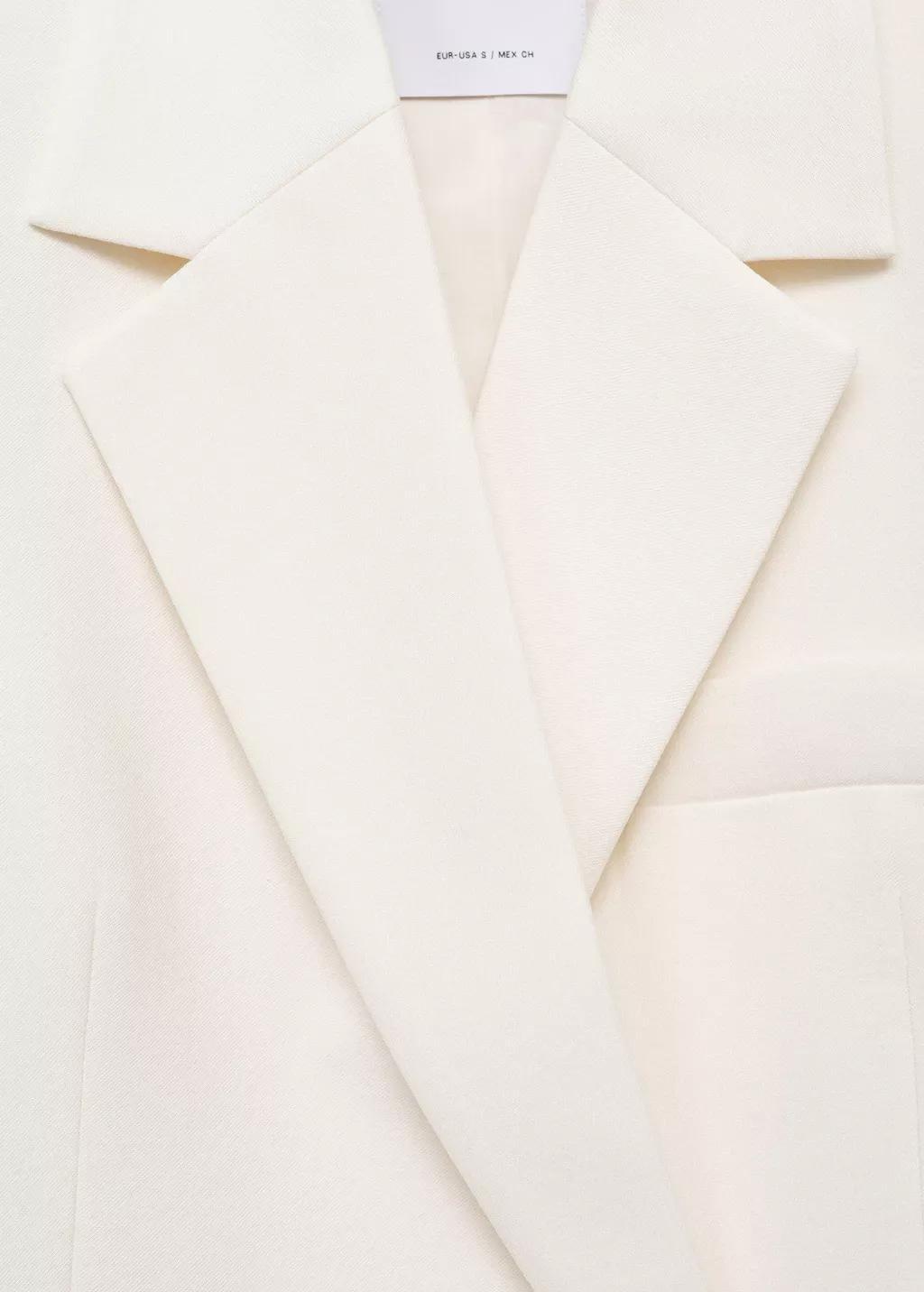 White Contrast Double-Breasted Blazer, , large image number 3