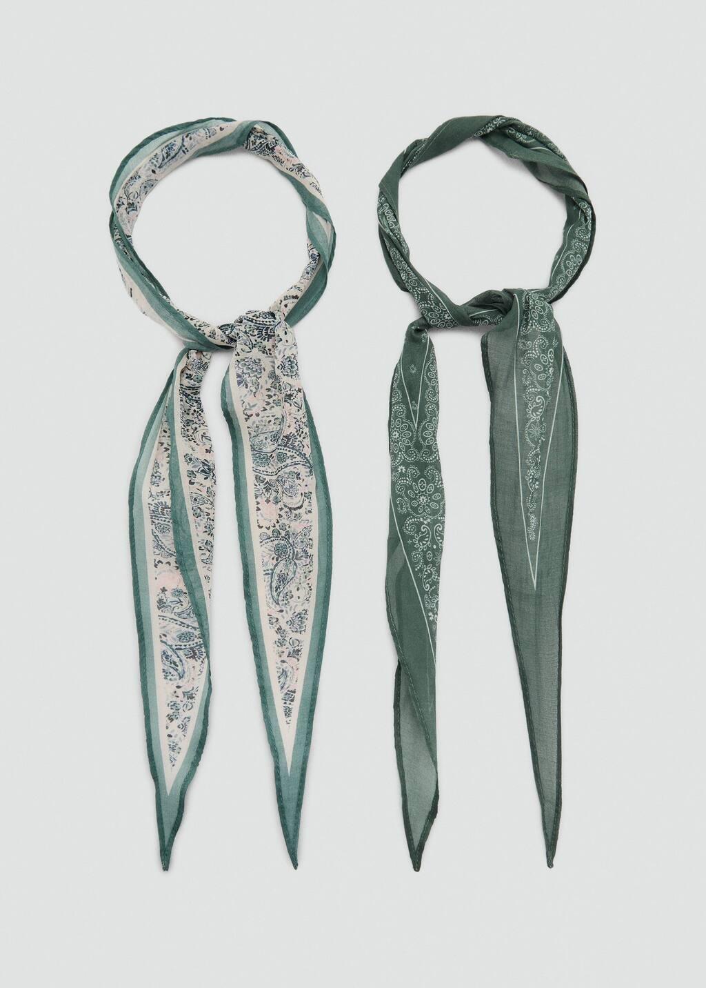 Green Set Of 2 Combined Scarves, 0201_43, large image number 1