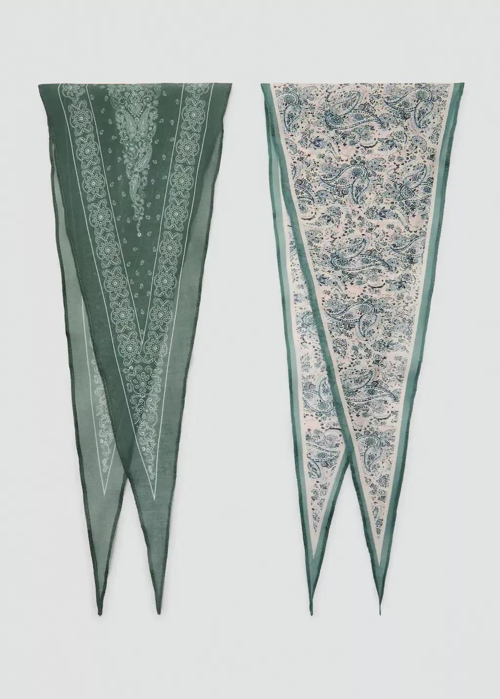 Green Set Of 2 Combined Scarves, 0201_43, large image number 2