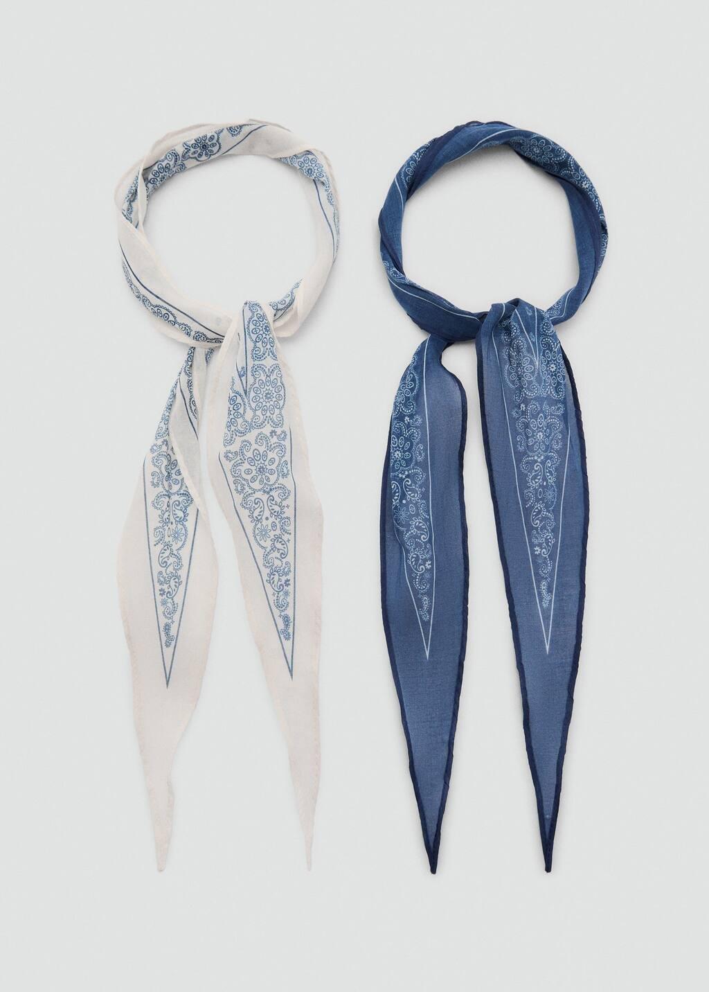 Navy Set Of 2 Combined Scarves, 0201_56, large image number 1
