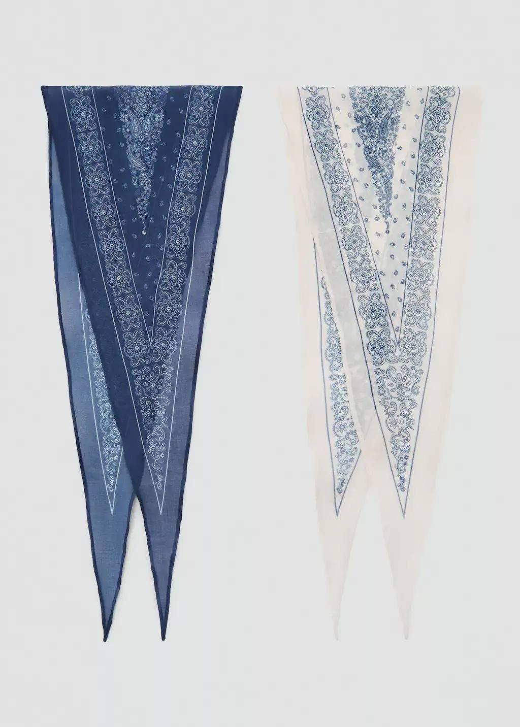 Navy Set Of 2 Combined Scarves, 0201_56, large image number 2