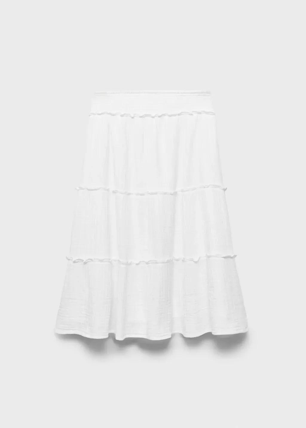 WHITE Ruffled long skirt, Kids Girl, , large image number 0