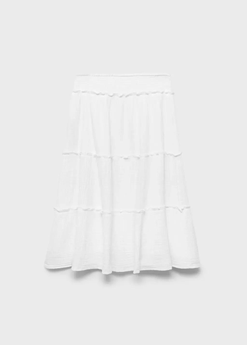 WHITE Ruffled long skirt, Kids Girl, , large image number 2