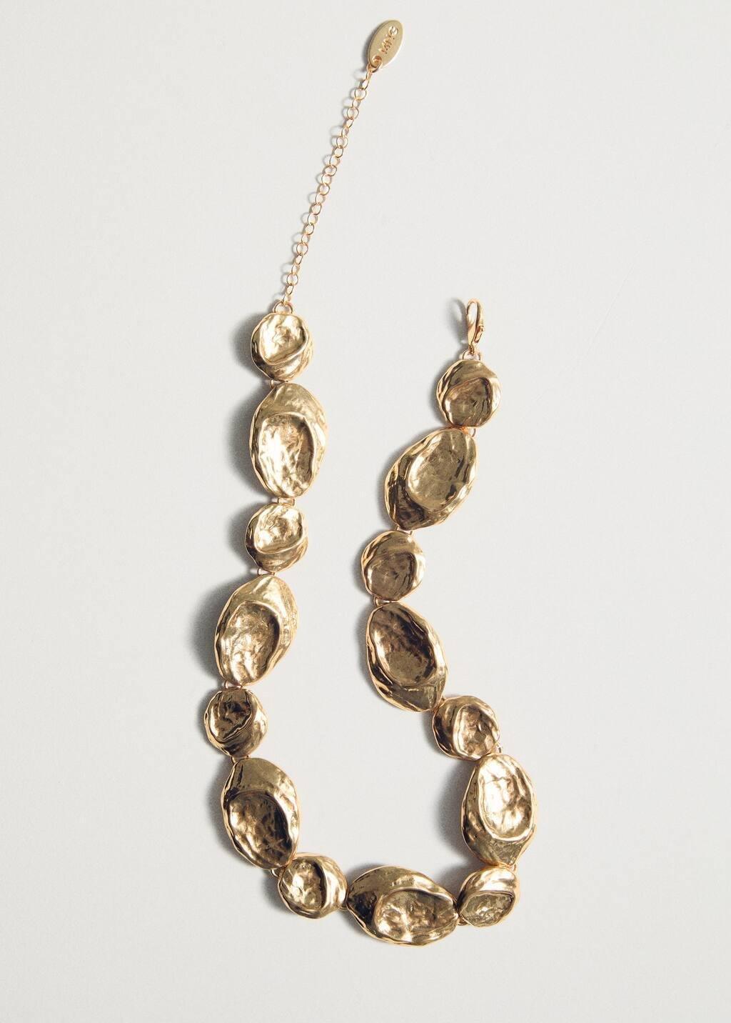 Gold Textured Coin Necklace, 0201_OR, large image number 1