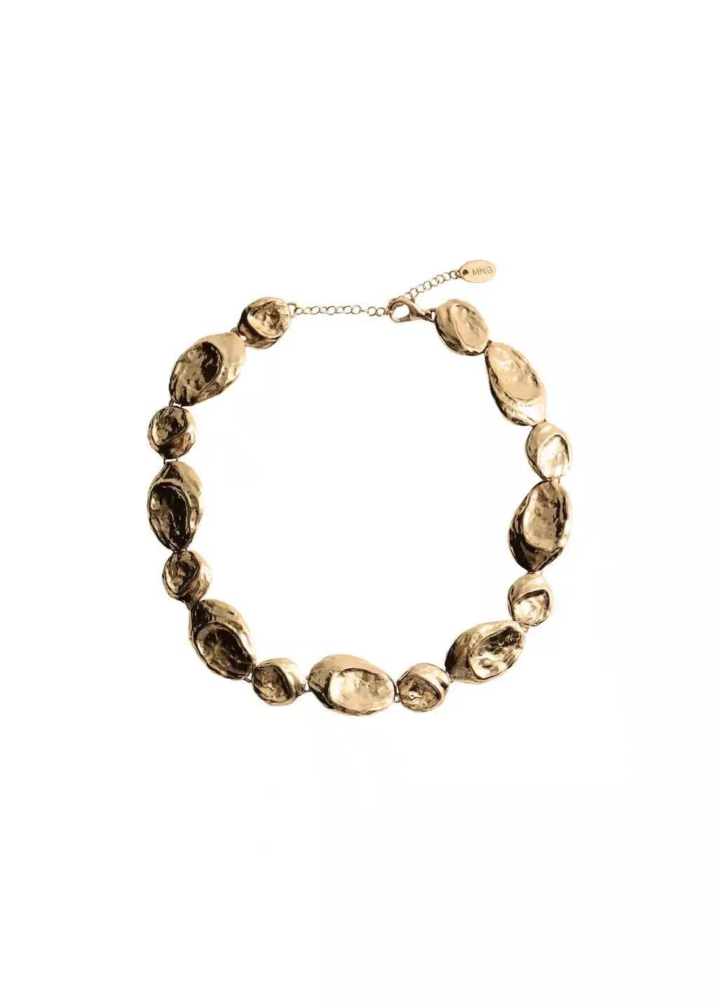 Gold Textured Coin Necklace, 0201_OR, large image number 2