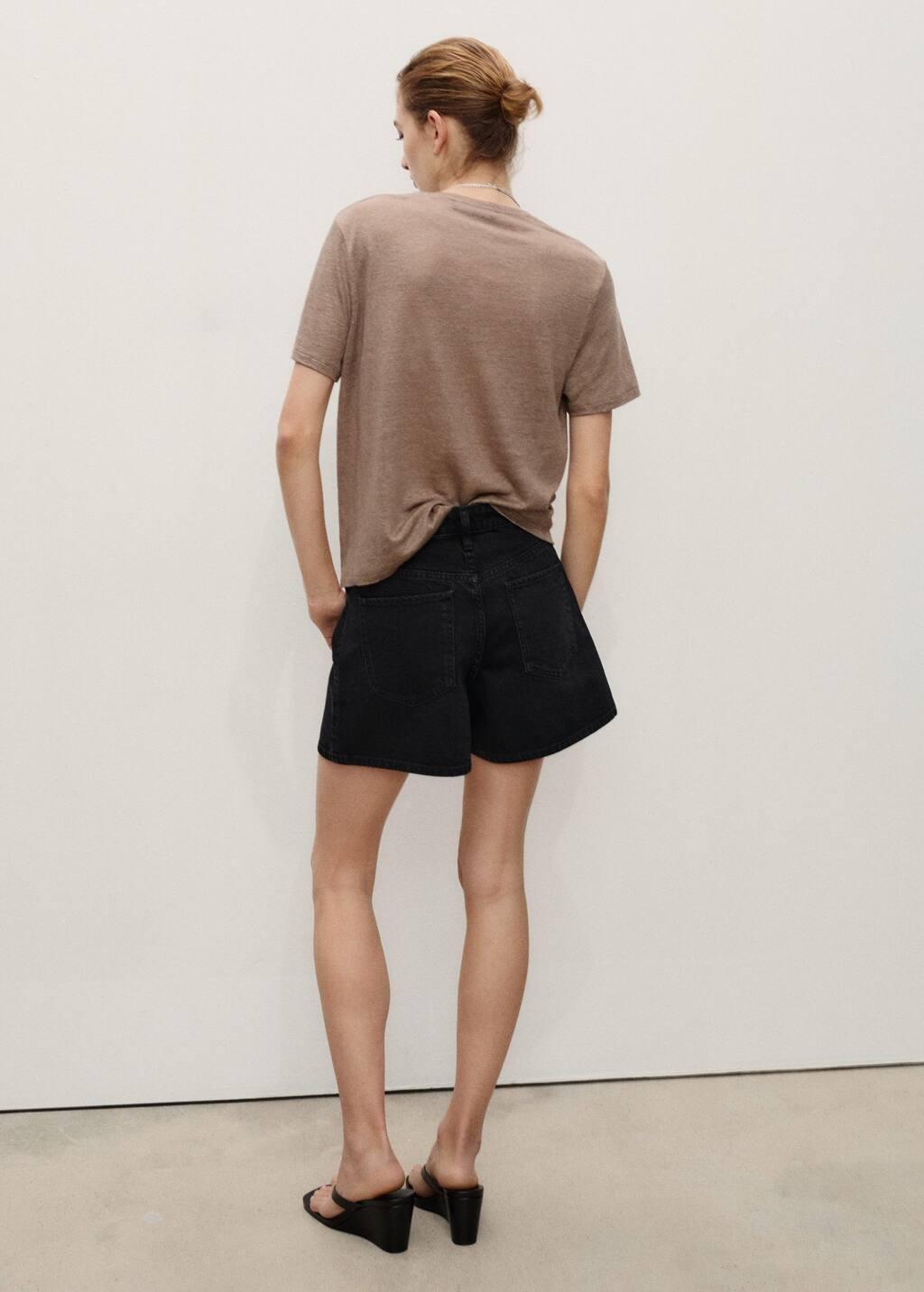 OPEN GREY High-rise denim shorts, , large image number 4