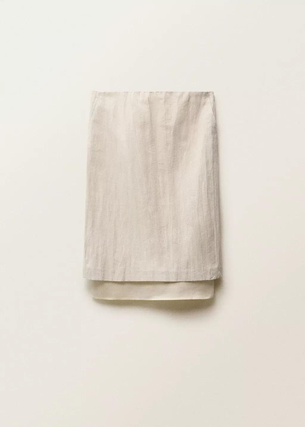Grey Lt Pastel Combined Linen-Blend Midi-Skirt, , large image number 3