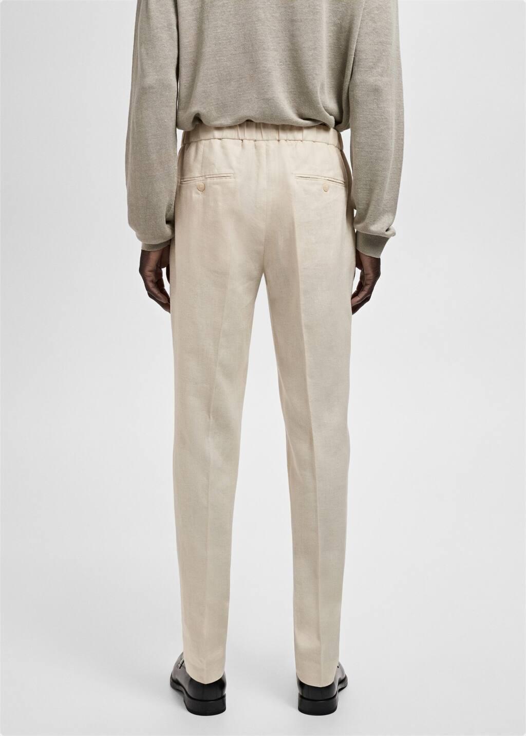 Beige Salerno 100% Linen Slim Fit Suit Trousers, , large image number 7
