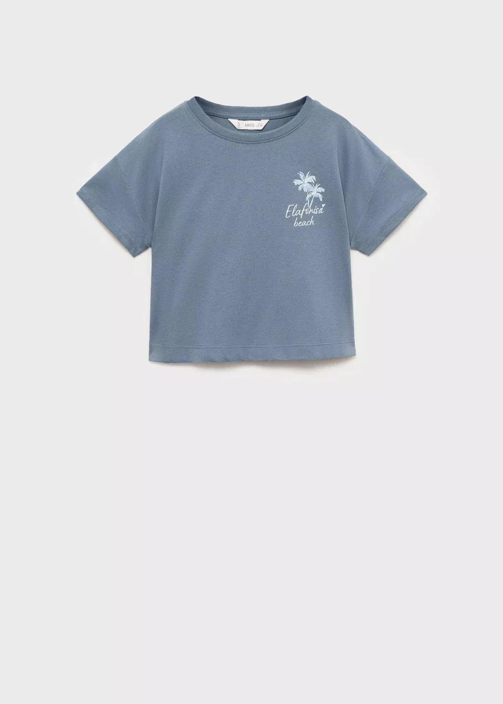 Blue Short-Sleeved Printed T-Shirt, Kids Girl, , large image number 0