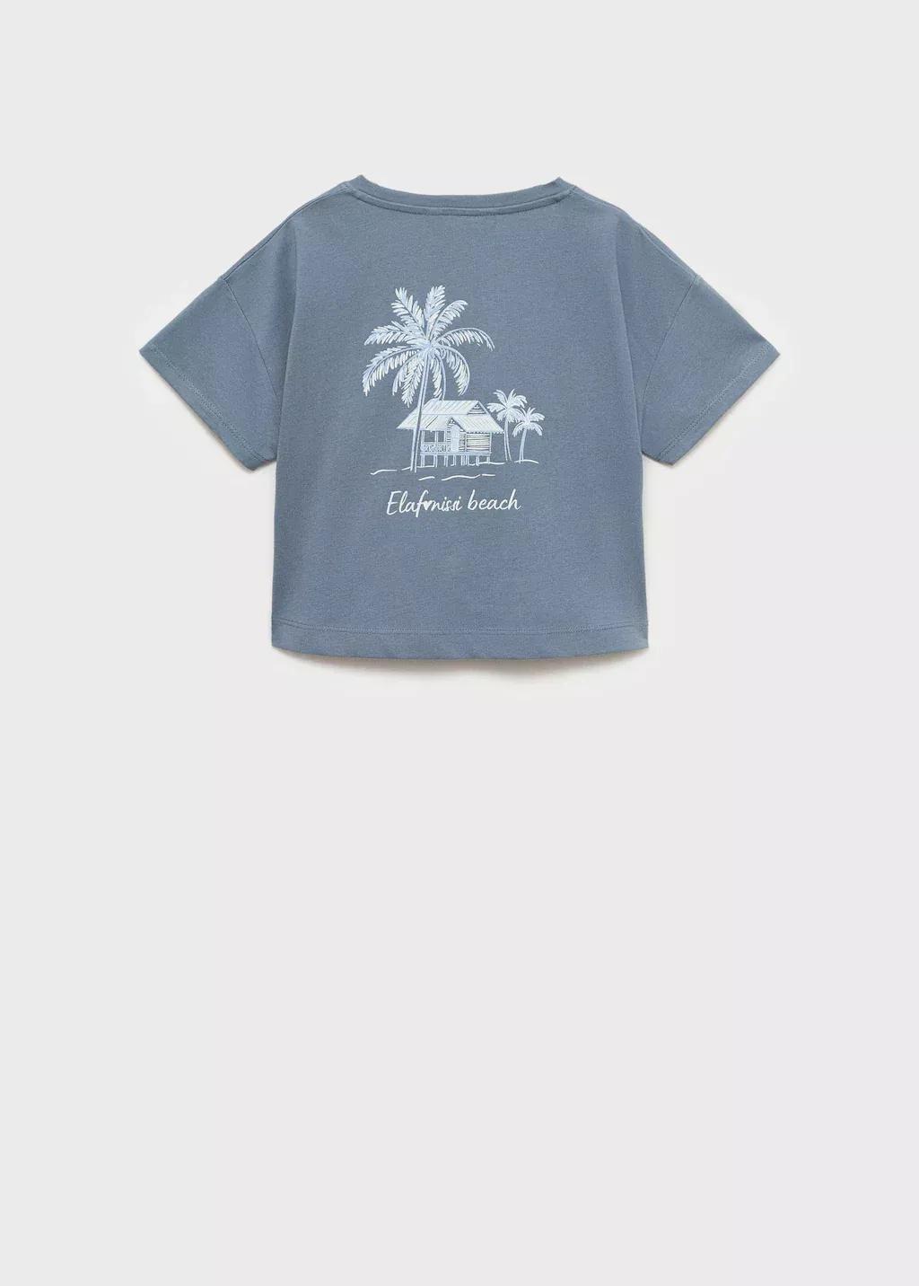 Blue Short-Sleeved Printed T-Shirt, Kids Girl, , large image number 1