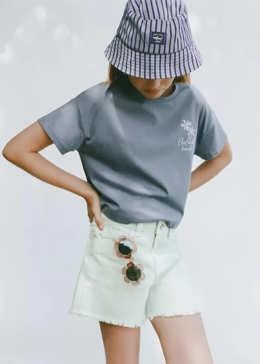 Blue Short-Sleeved Printed T-Shirt, Kids Girl, , large image number 4