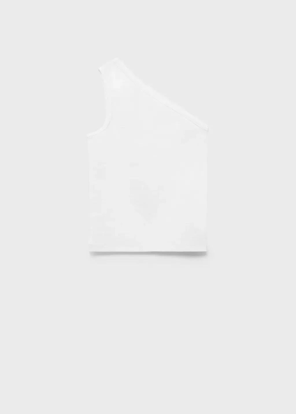 White Asymmetrical Ribbed Top, Kids Girl, , large image number 0