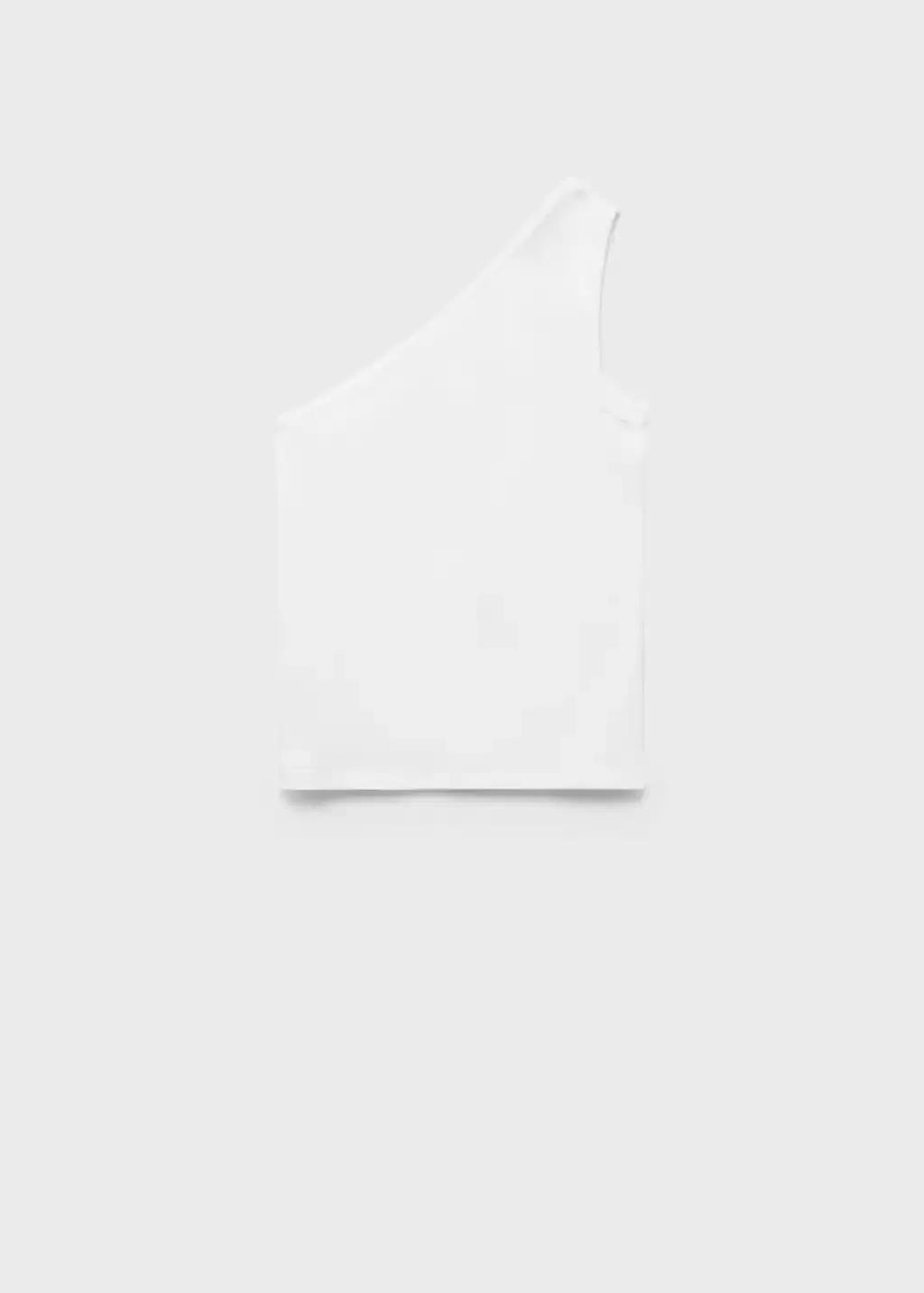 White Asymmetrical Ribbed Top, Kids Girl, , large image number 1