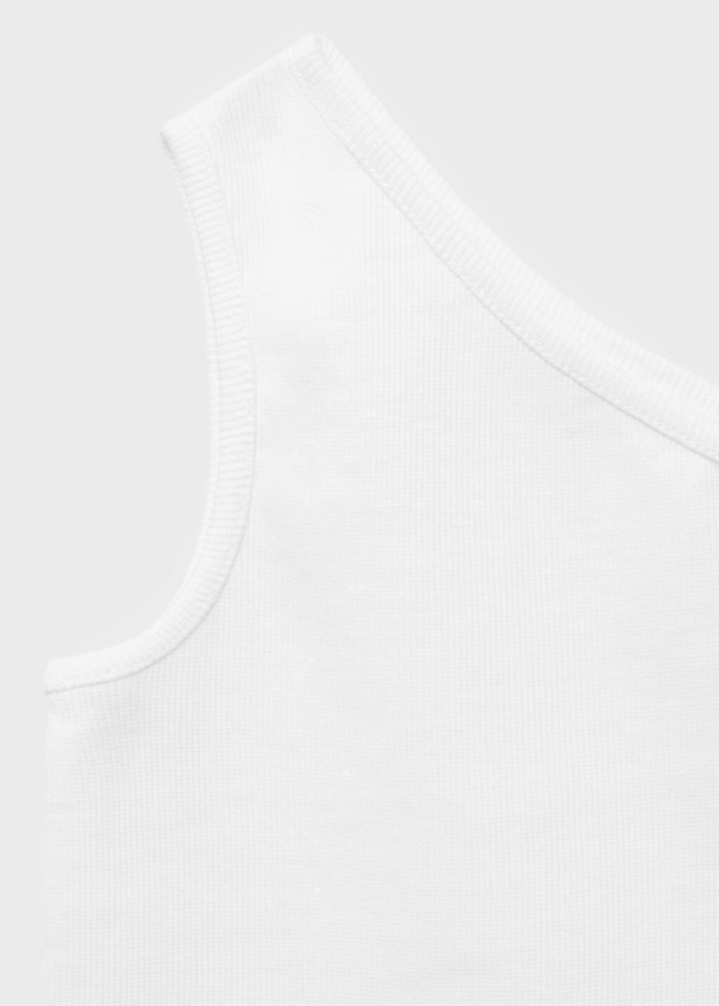 White Asymmetrical Ribbed Top, Kids Girl, , large image number 2