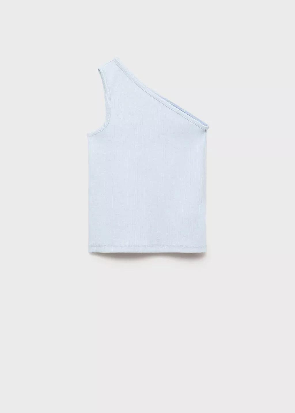 Blue Lt Pastel Asymmetrical Ribbed Top, Kids Girl, , large image number 0