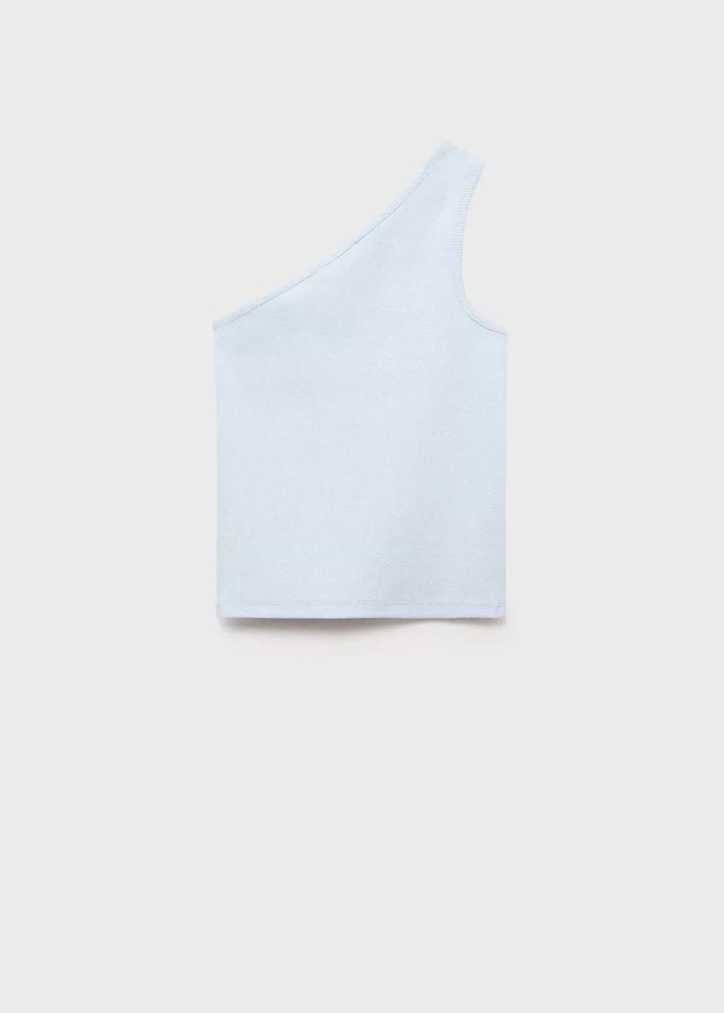 Blue Lt Pastel Asymmetrical Ribbed Top, Kids Girl, , large image number 1