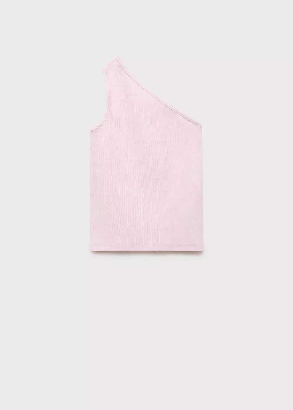 Pink Asymmetrical Ribbed Top, Kids Girl, , large image number 0