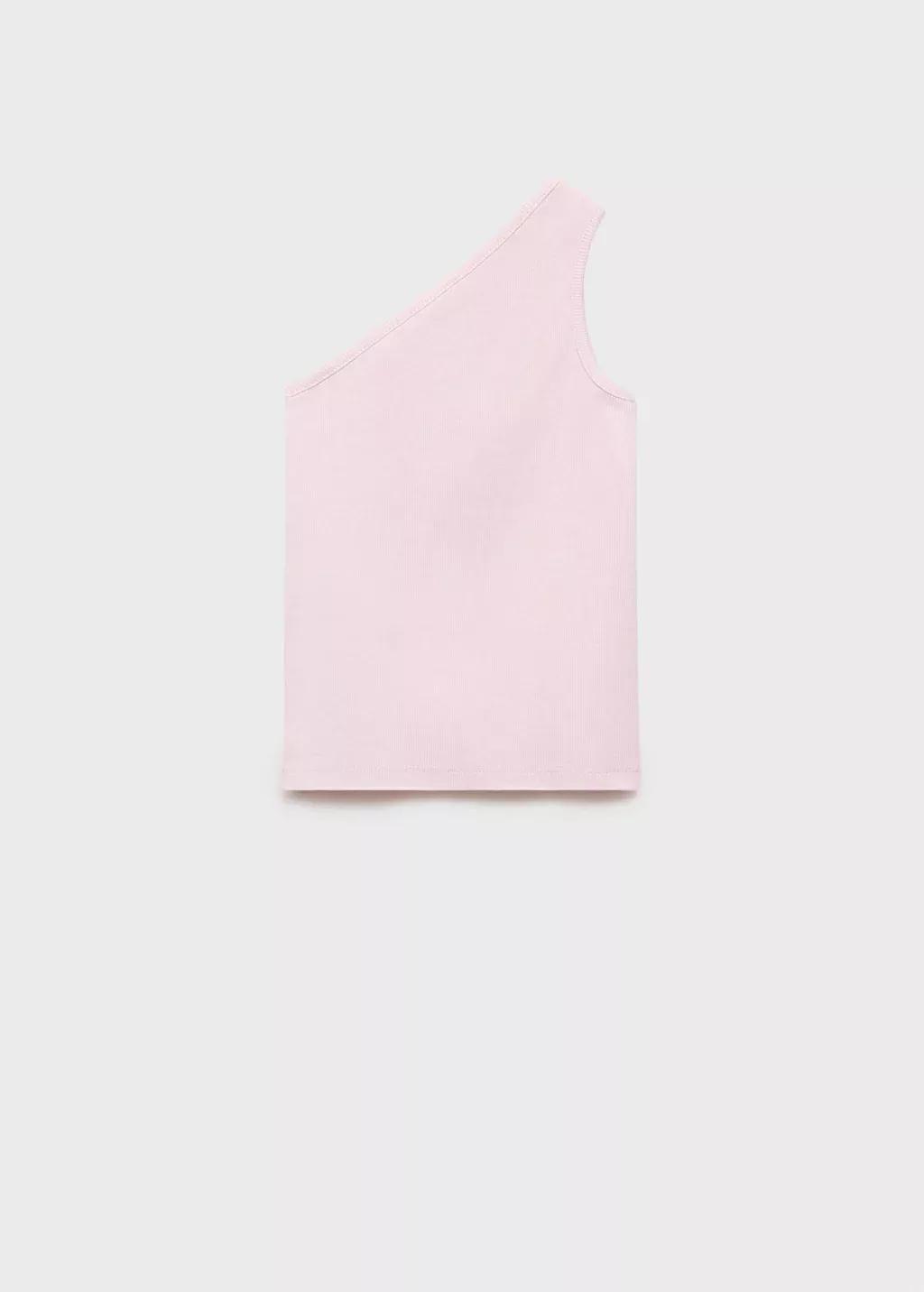 Pink Asymmetrical Ribbed Top, Kids Girl, , large image number 1