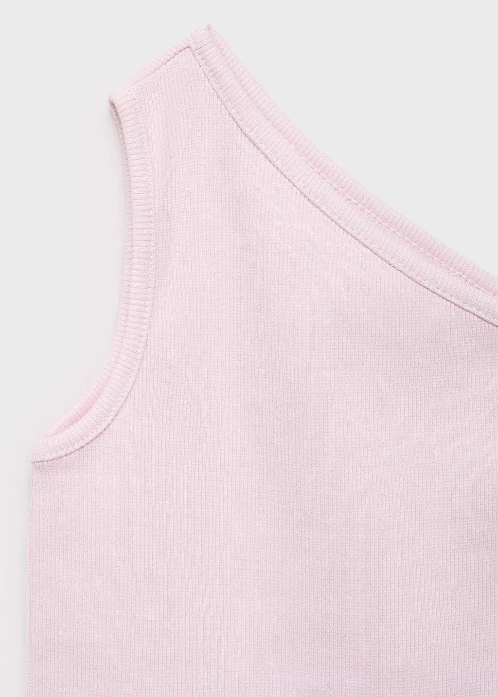 Pink Asymmetrical Ribbed Top, Kids Girl, , large image number 2