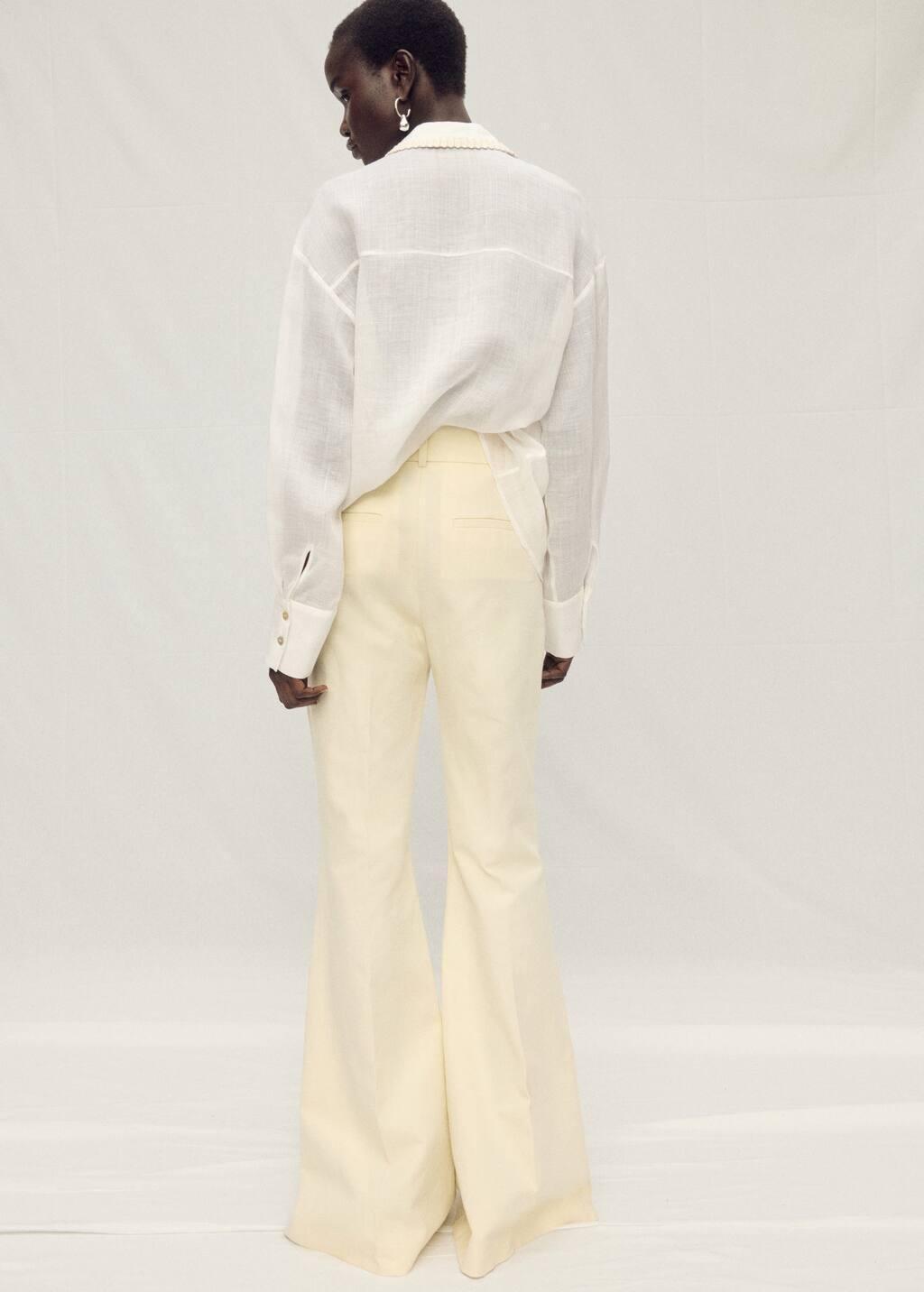 White Ramie Shirt With Embroidered Pocket, , large image number 5