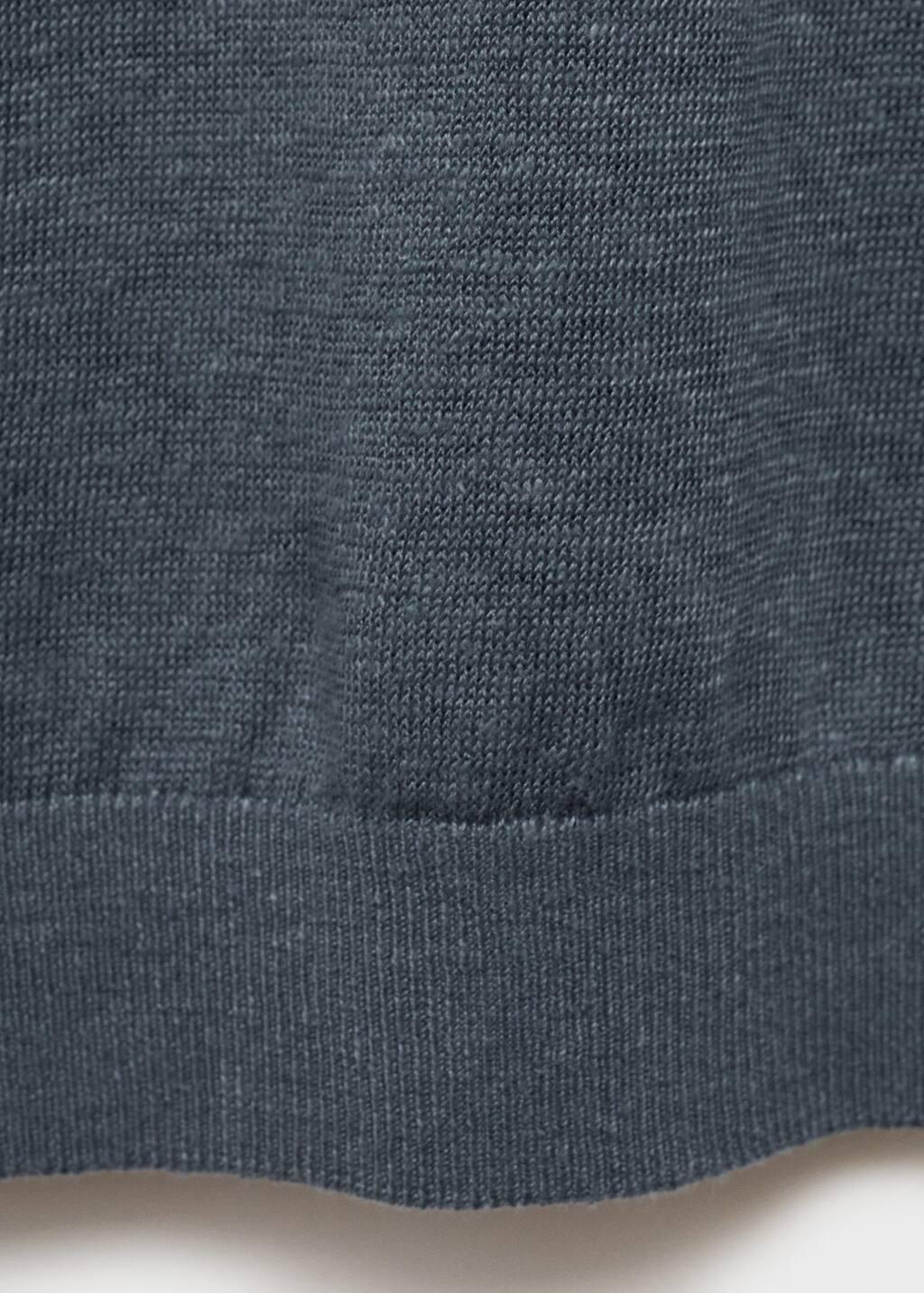 DARK BLUE 100% linen t-shirt with ribbed trim, , large image number 4