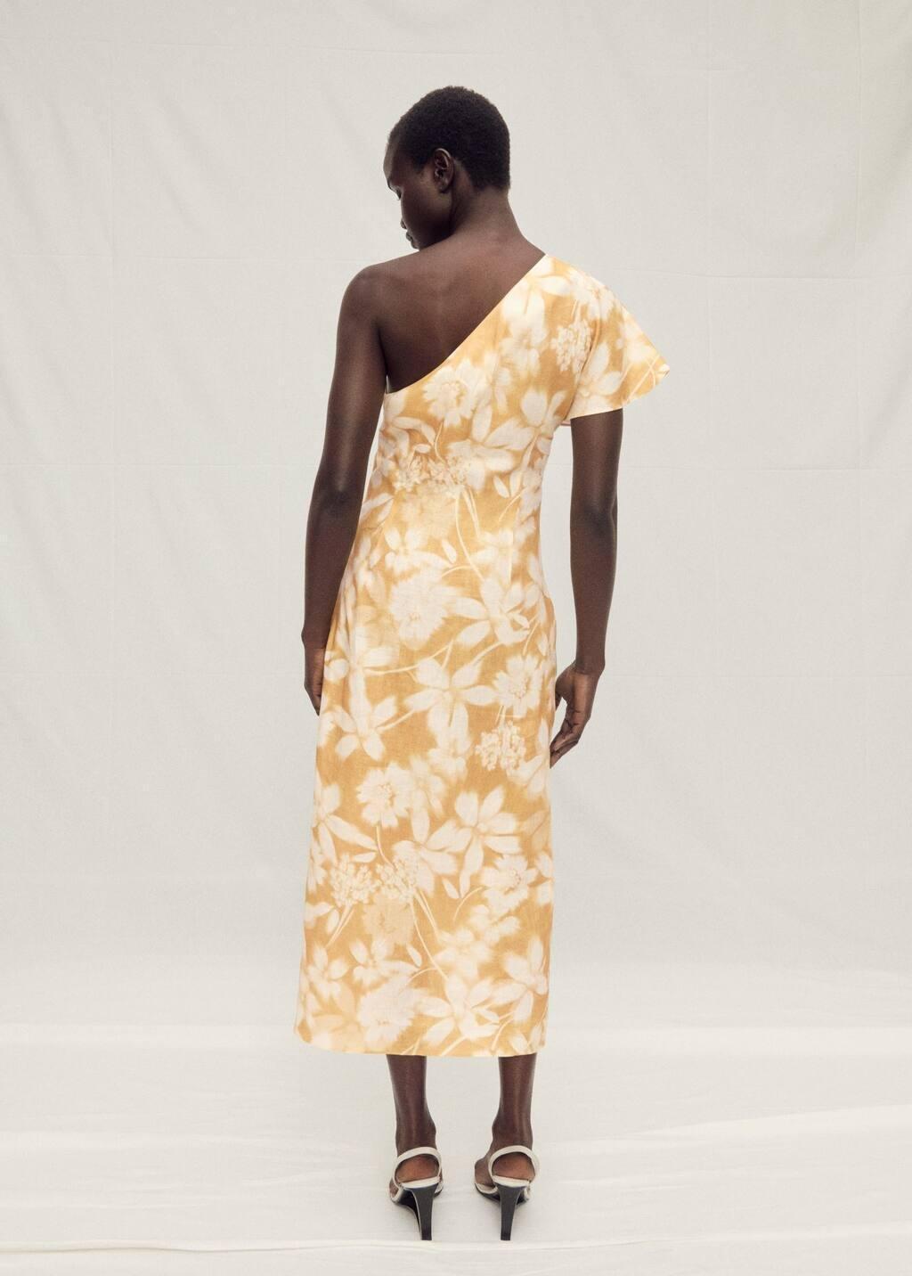 MEDIUM YELLOW Asymmetrical floral linen dress, , large image number 5