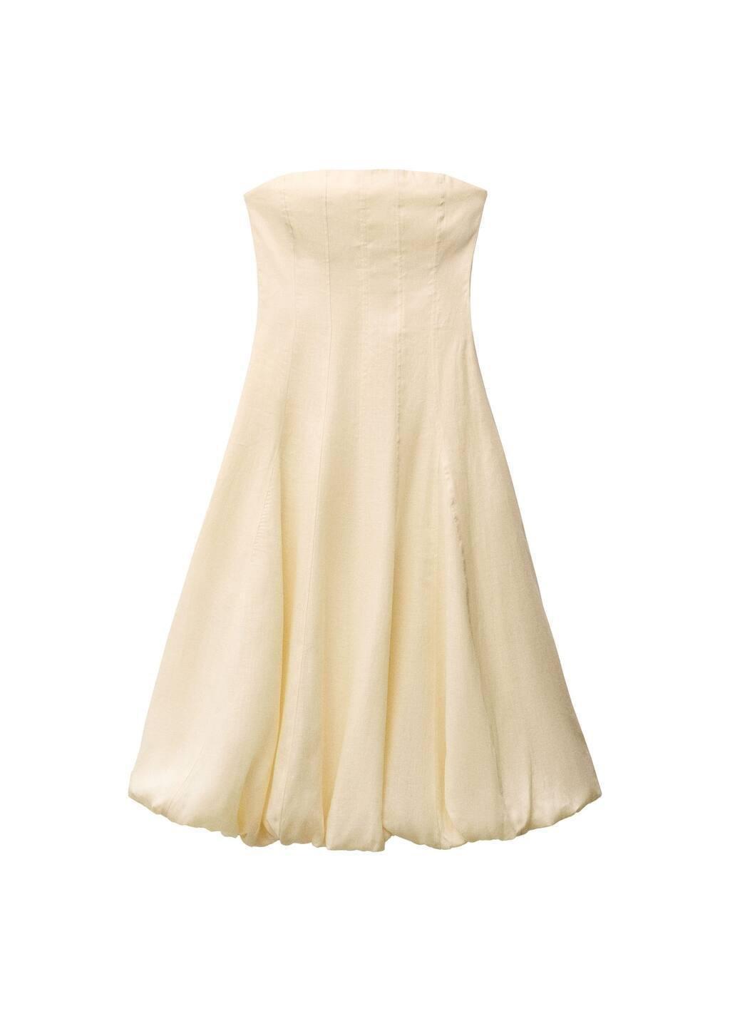YELLOW Linen dress with puffed hem, , large image number 2