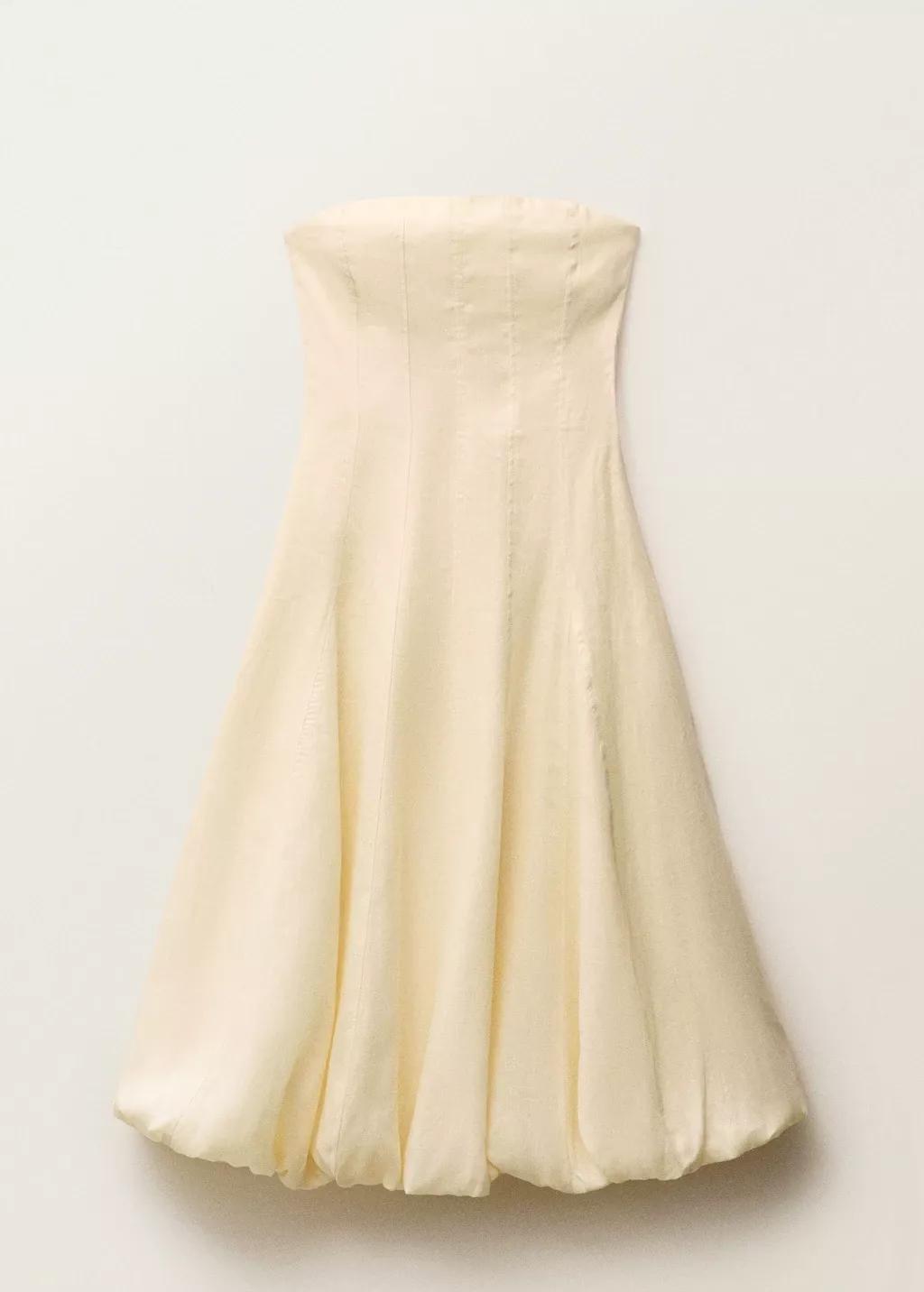 YELLOW Linen dress with puffed hem, , large image number 4