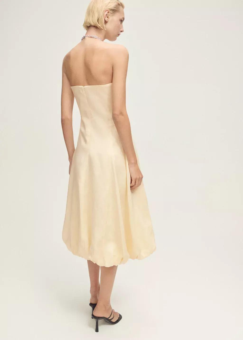 YELLOW Linen dress with puffed hem, , large image number 6