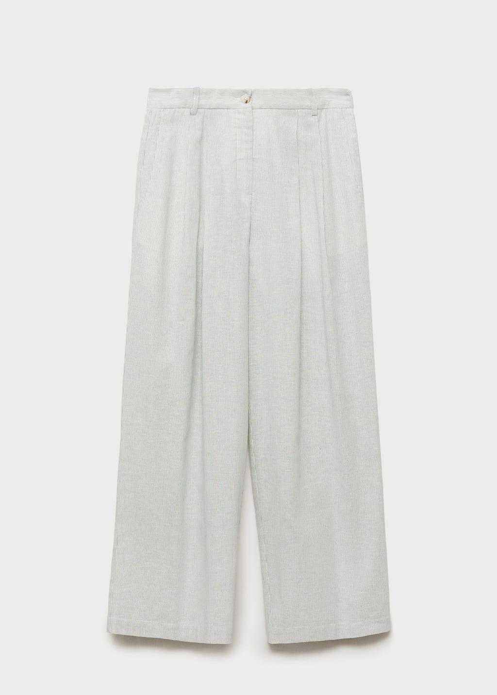 LIGHT BEIGE Straight-fit linen-blend suit trousers, , large image number 3