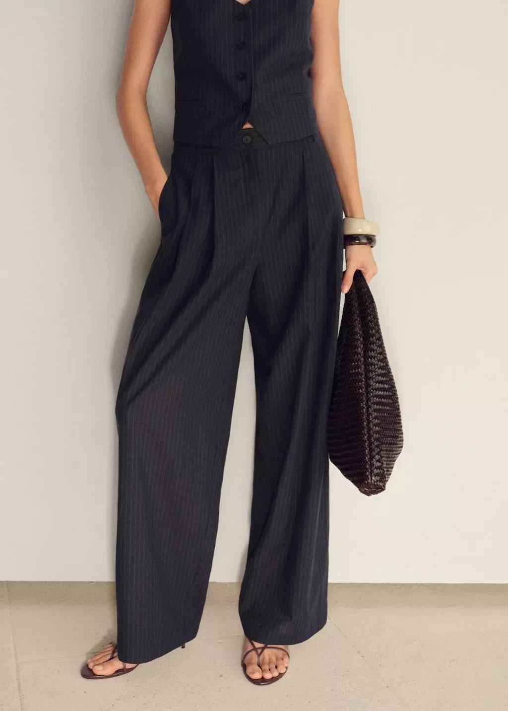 NAVY Straight-fit linen-blend suit trousers, , large image number 0