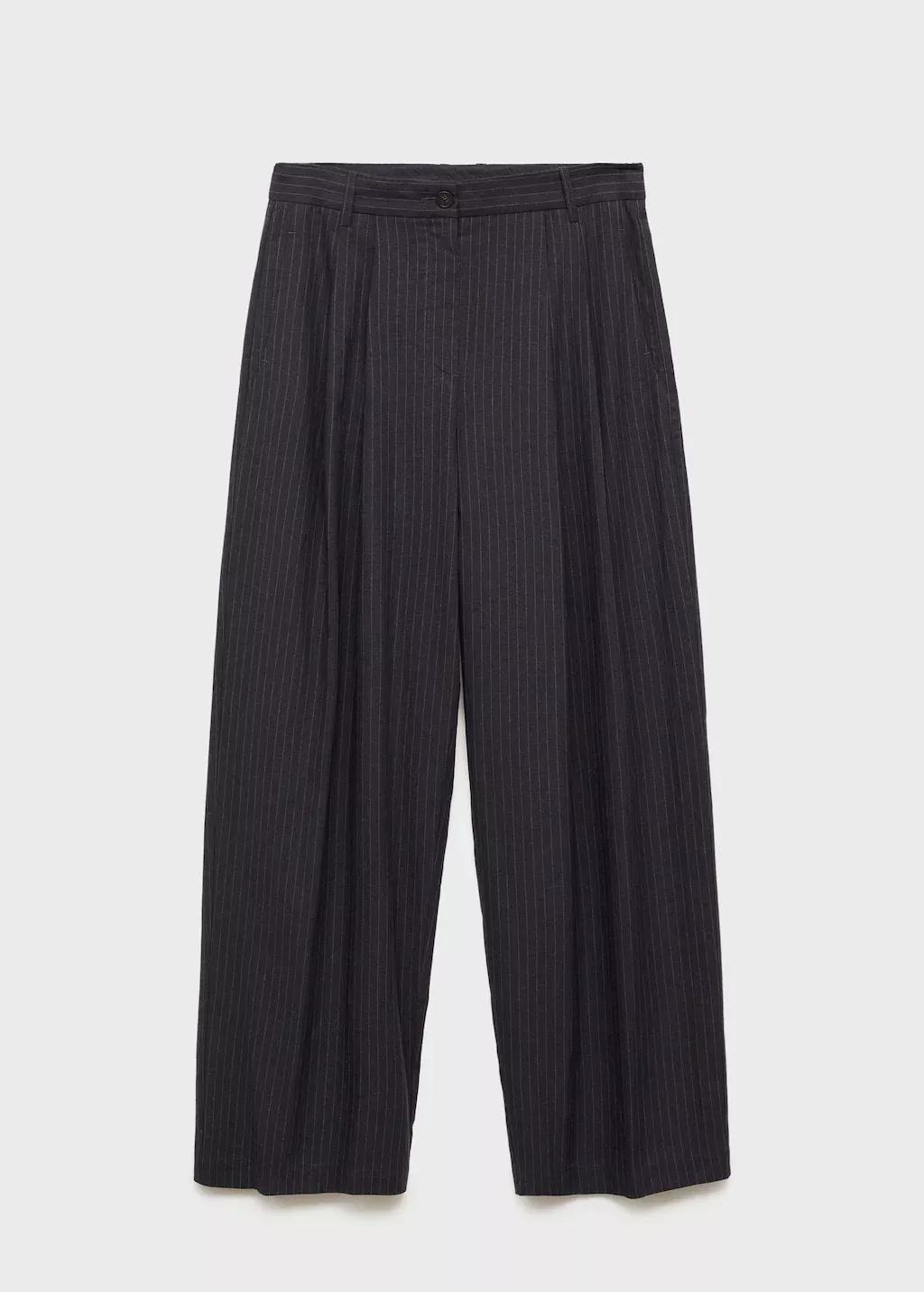 NAVY Straight-fit linen-blend suit trousers, , large image number 3