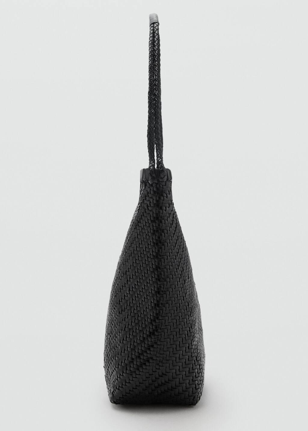 BLACK Medium braided leather shoulder bag, Black, large image number 1