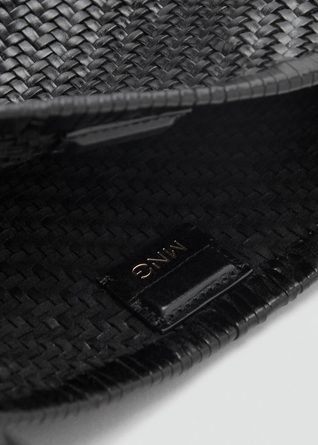 BLACK Medium braided leather shoulder bag, Black, large image number 4