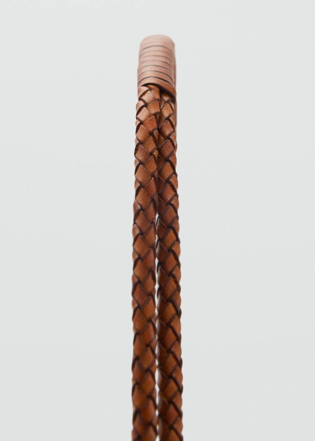 Brown Braided Leather Shoulder Bag, Medium Brown, large image number 1