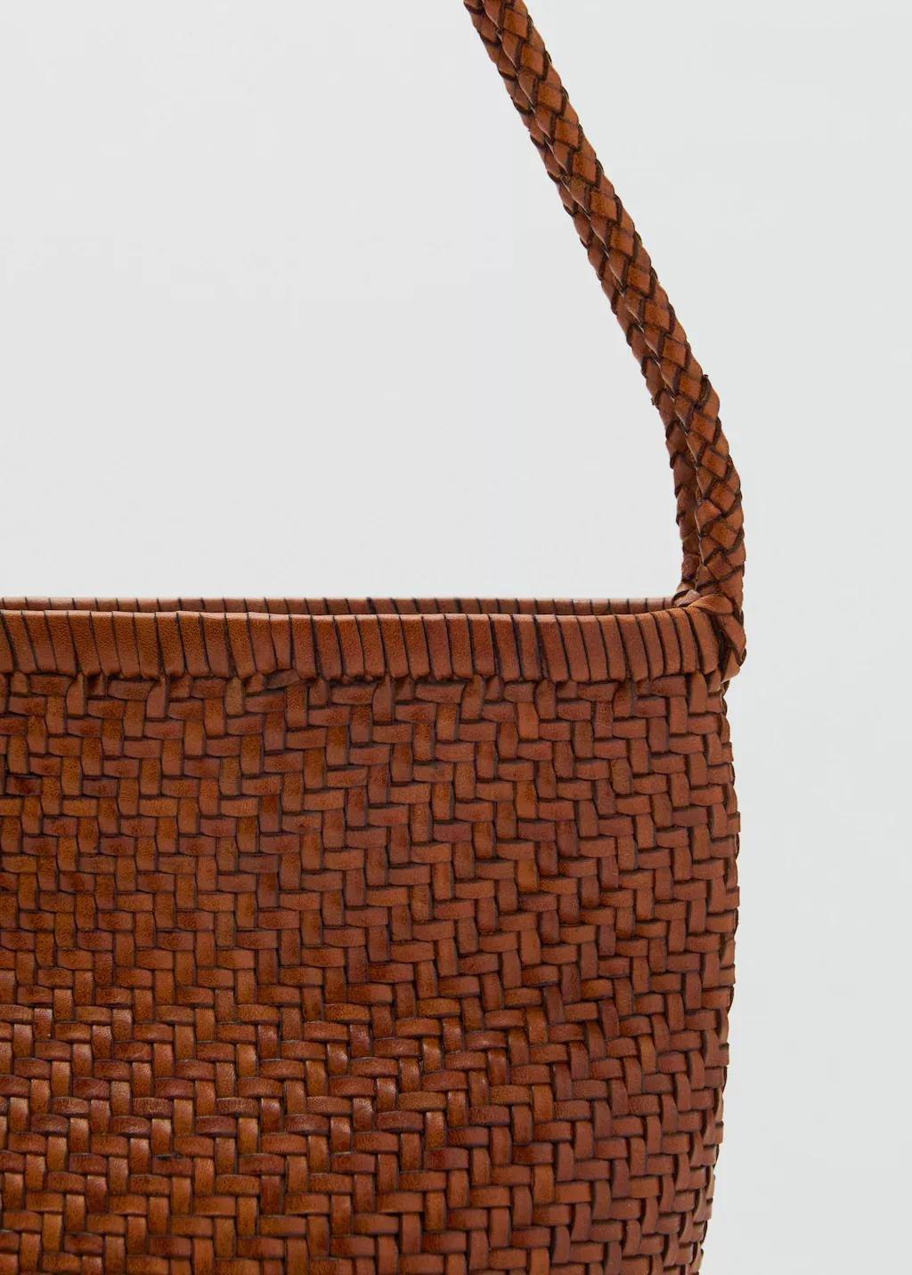 Brown Braided Leather Shoulder Bag, Medium Brown, large image number 2