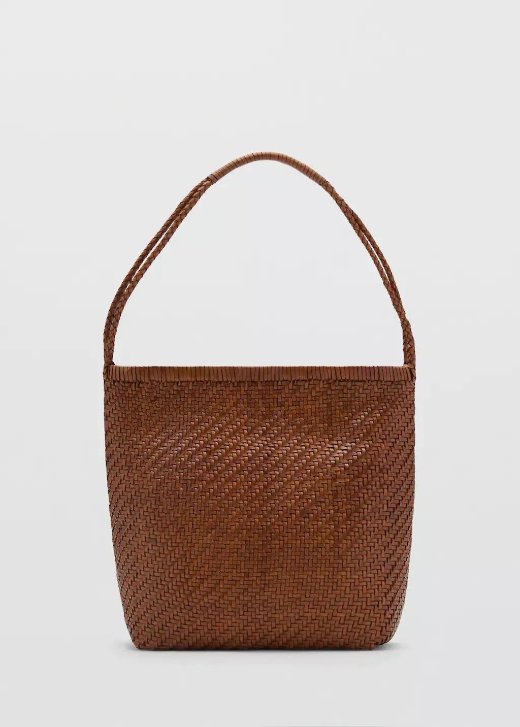 Brown Braided Leather Shoulder Bag, Medium Brown, large image number 3