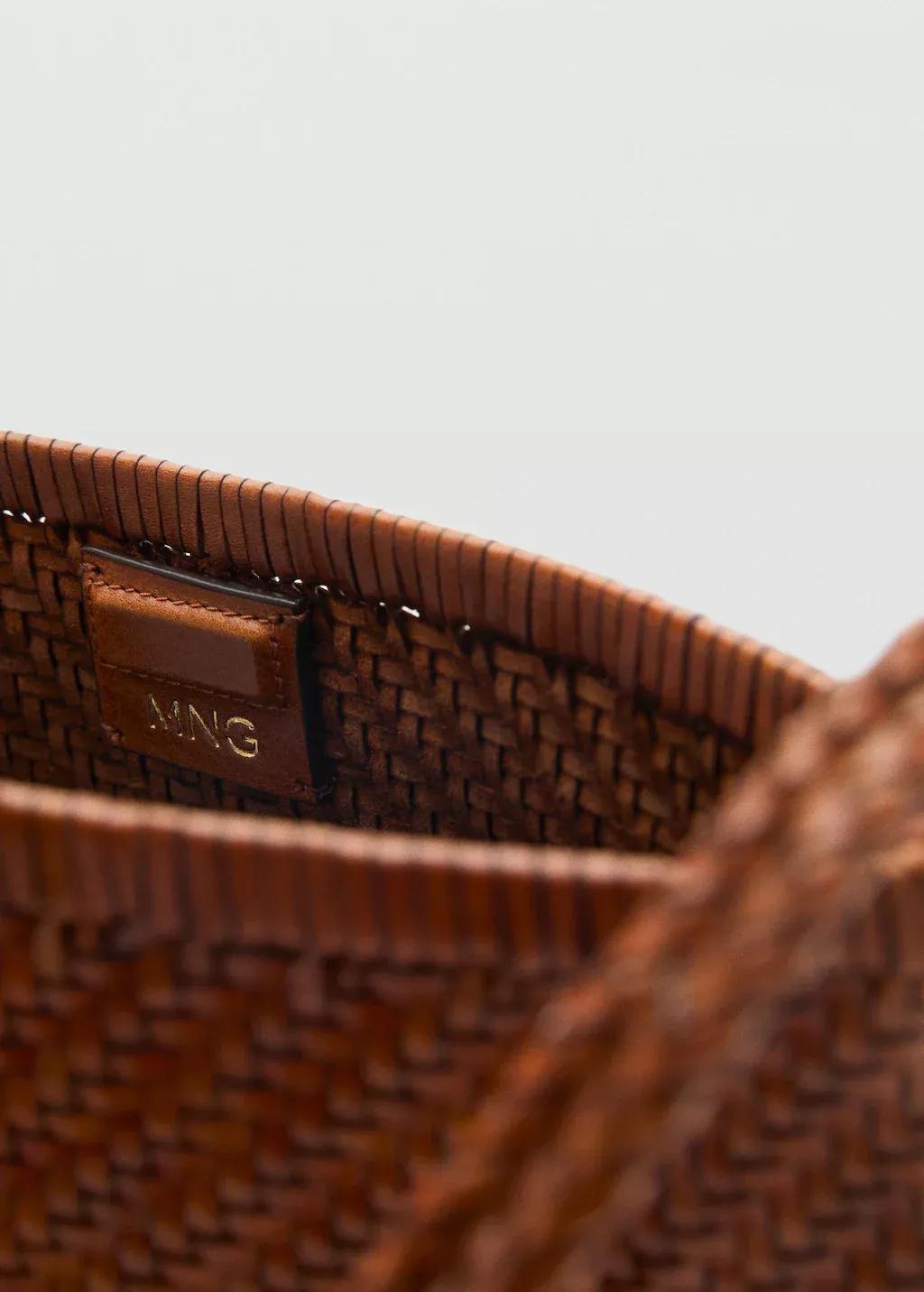 Brown Braided Leather Shoulder Bag, Medium Brown, large image number 4