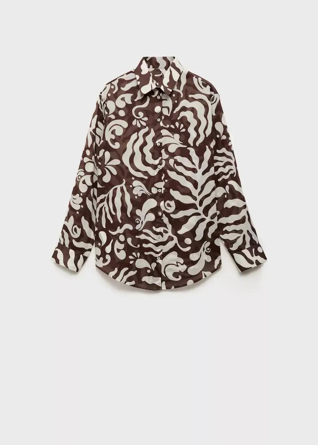 BROWN Printed cotton shirt, , large image number 3