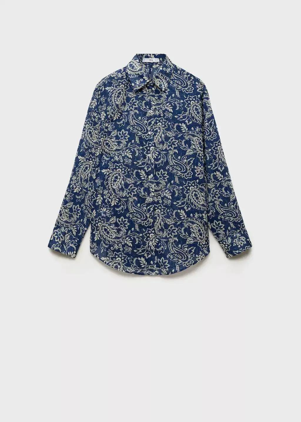 MEDIUM BLUE Printed cotton shirt, , large image number 3