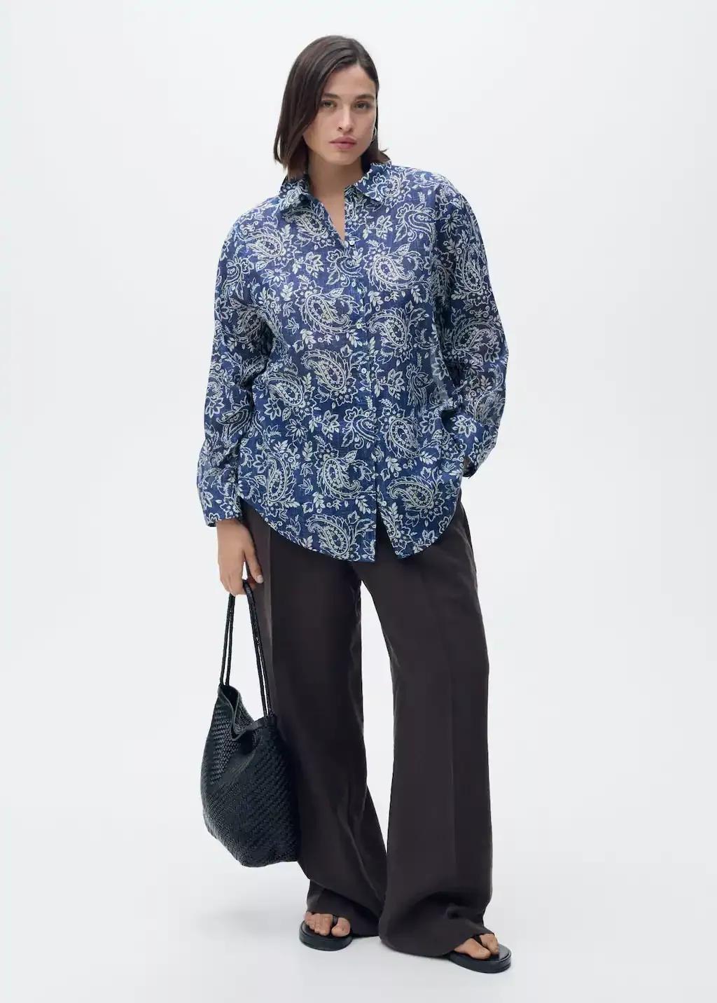 MEDIUM BLUE Printed cotton shirt, , large image number 4
