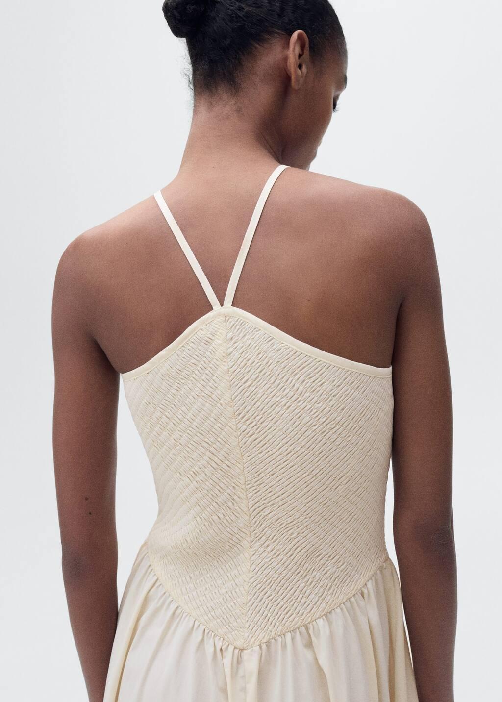 Beige Combined Halter-Neck Dress, , large image number 2