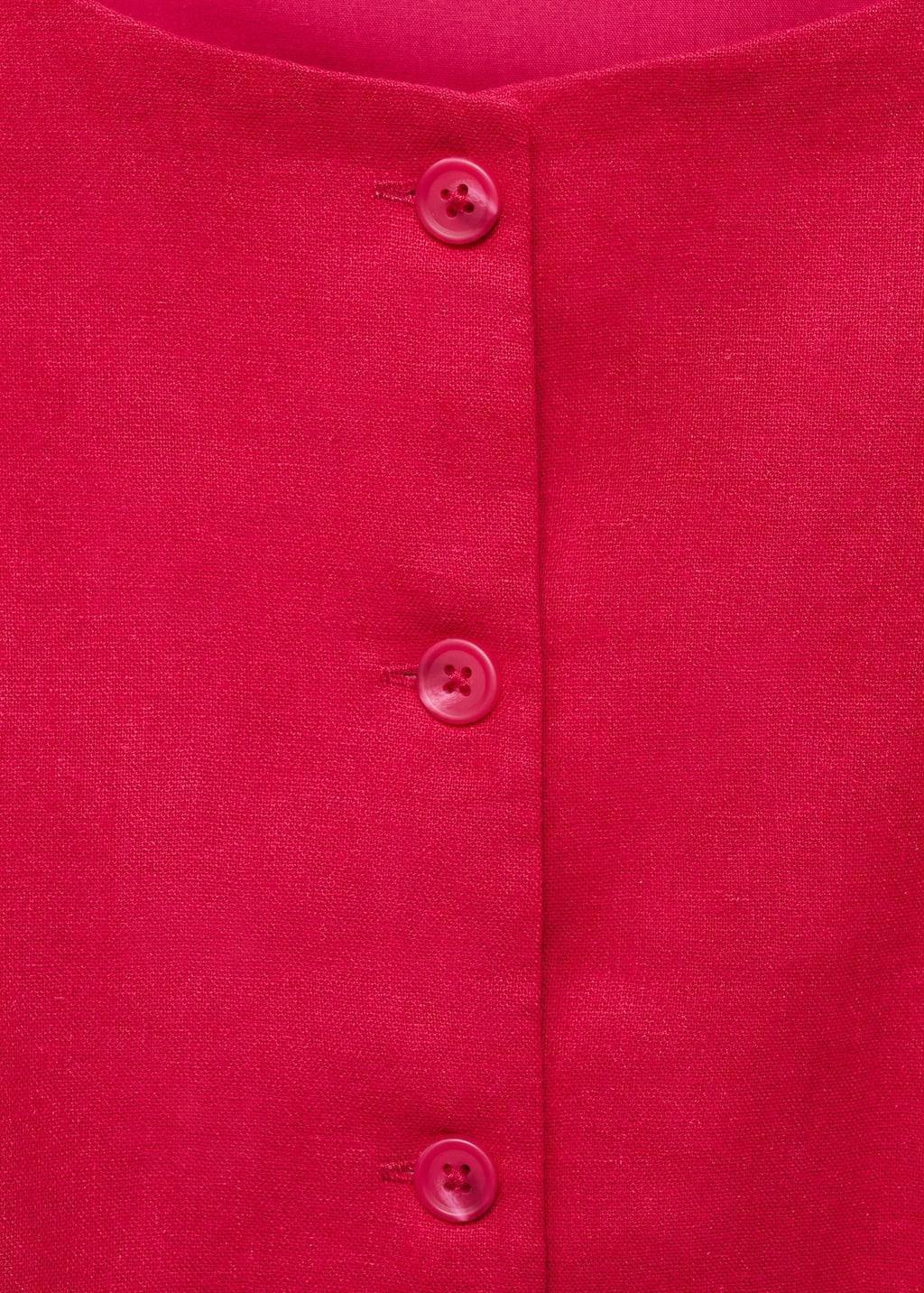Red Short Button-Down Linen-Blend Dress, , large image number 5