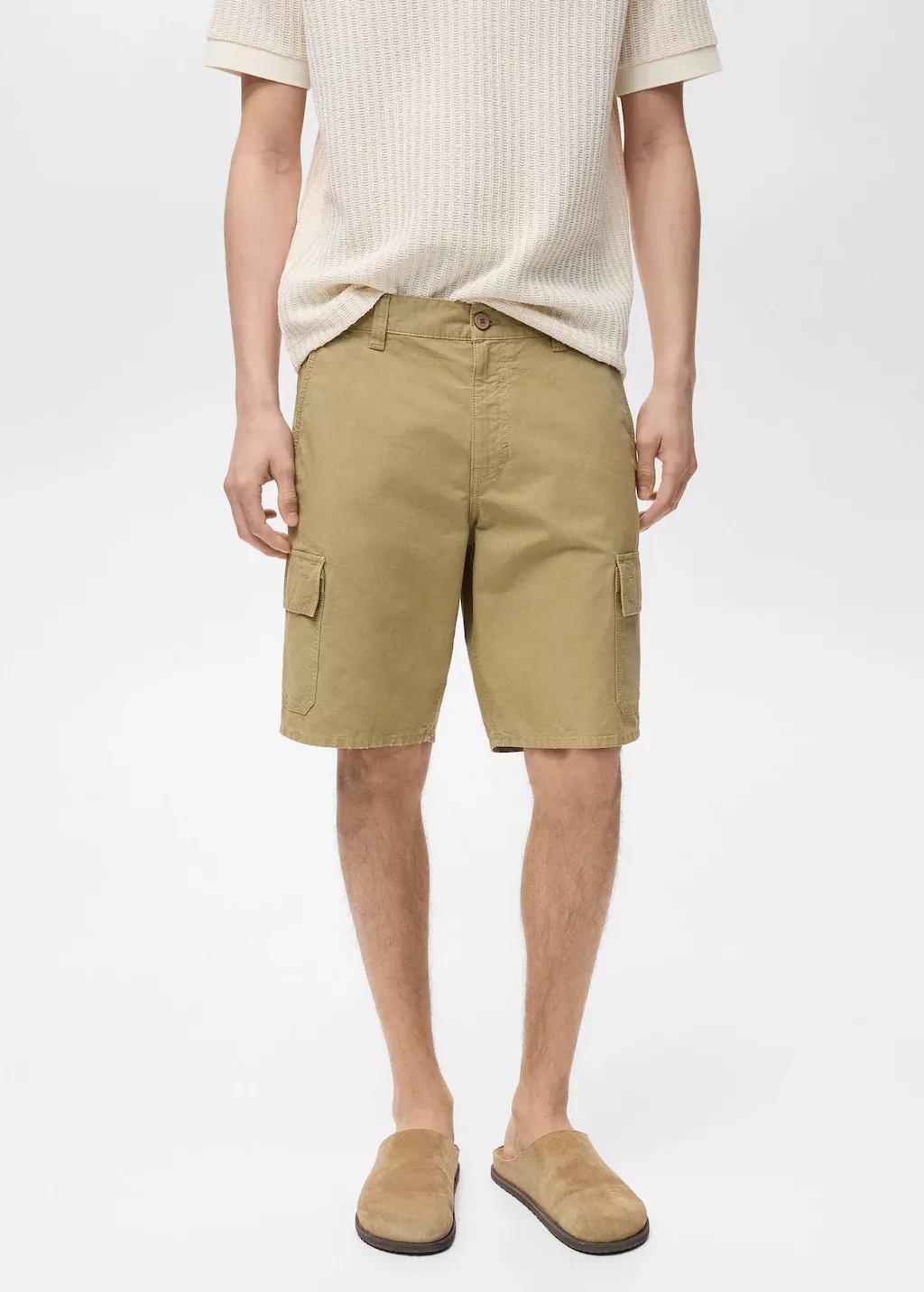 Brown Cargo Bermuda Shorts, , large image number 0