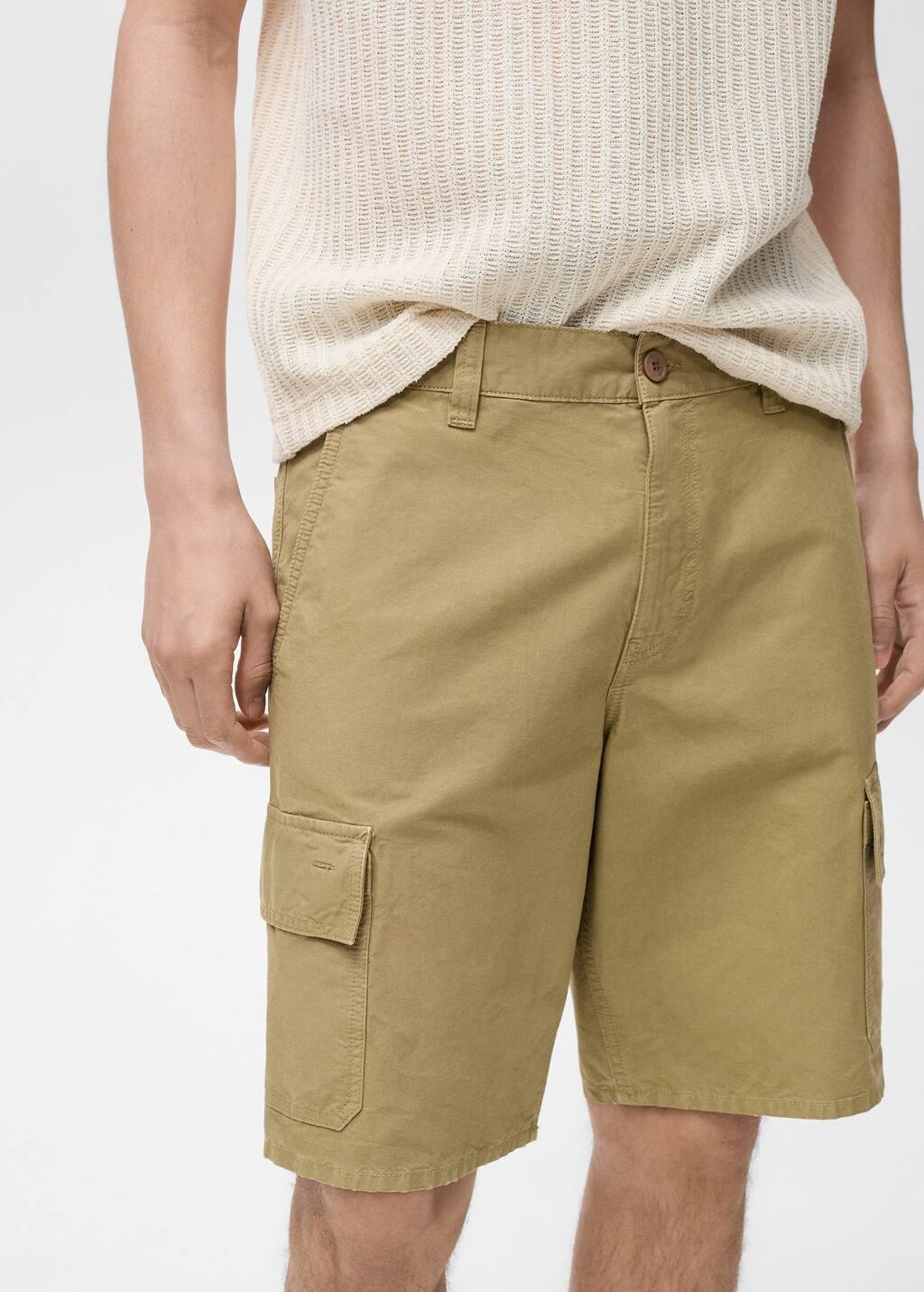 Brown Cargo Bermuda Shorts, , large image number 1