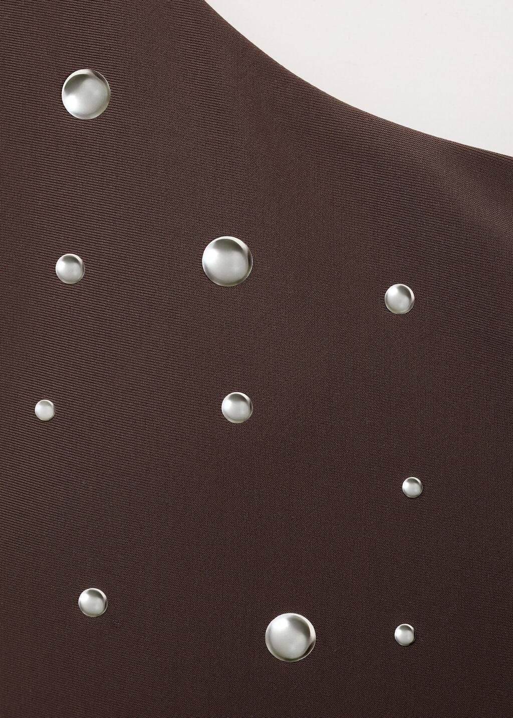 Brown Asymmetrical Swimsuit With Metallic Details, , large image number 3