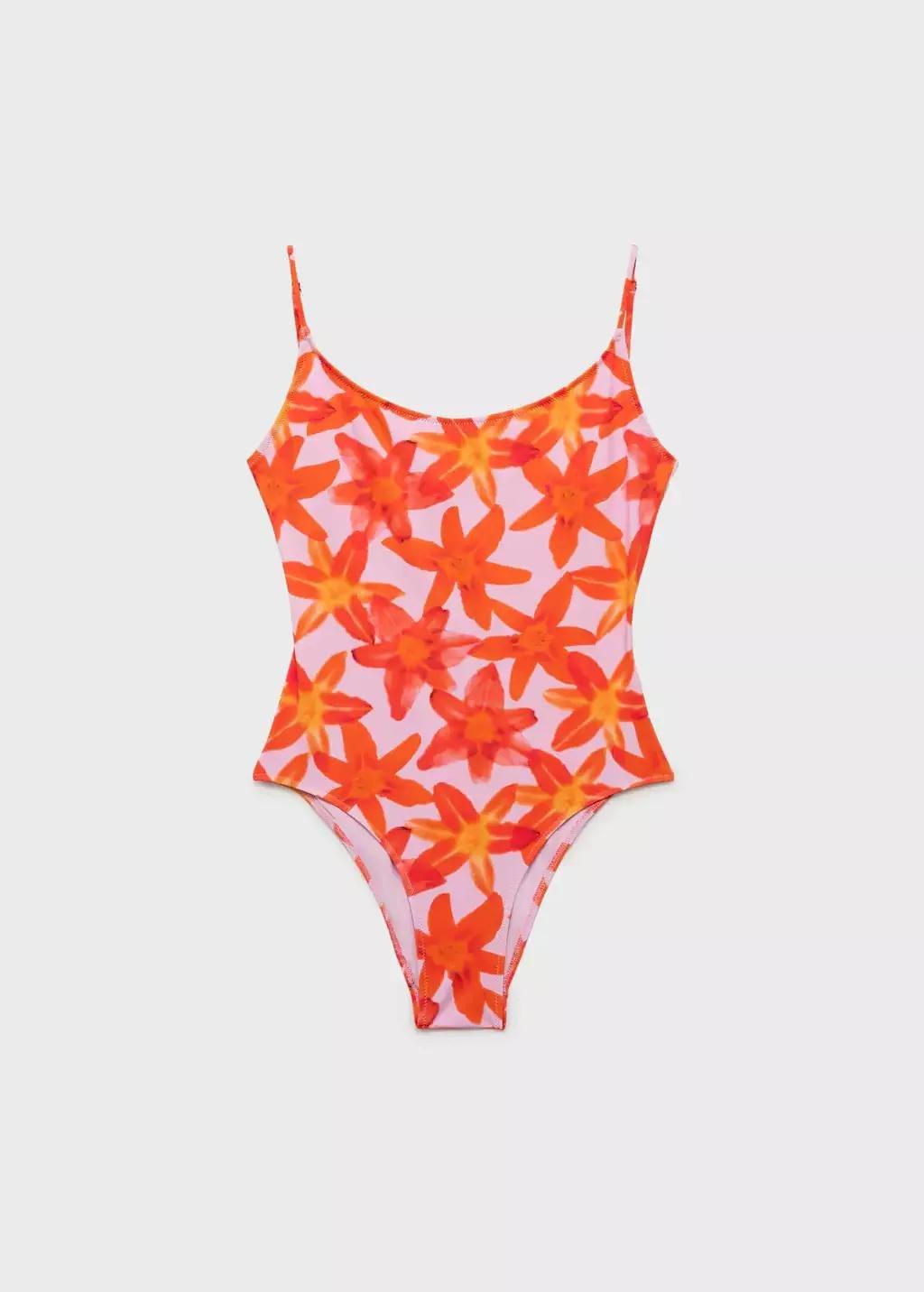 Pink Floral Print Swimsuit, , large image number 0