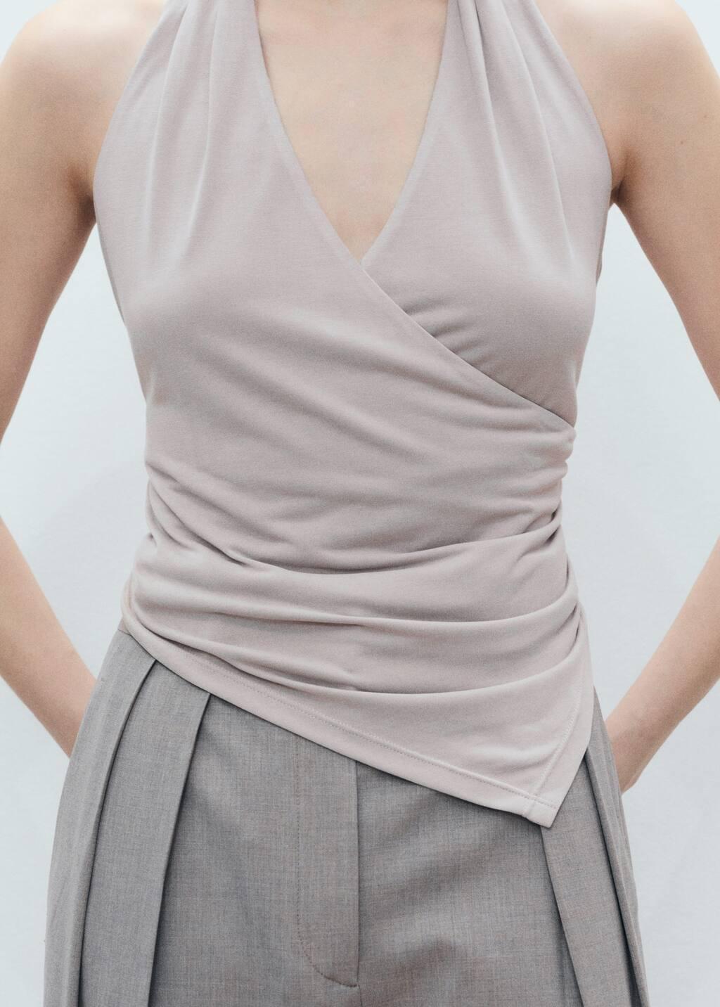 White Halter-Neck Crossover Top, , large image number 4