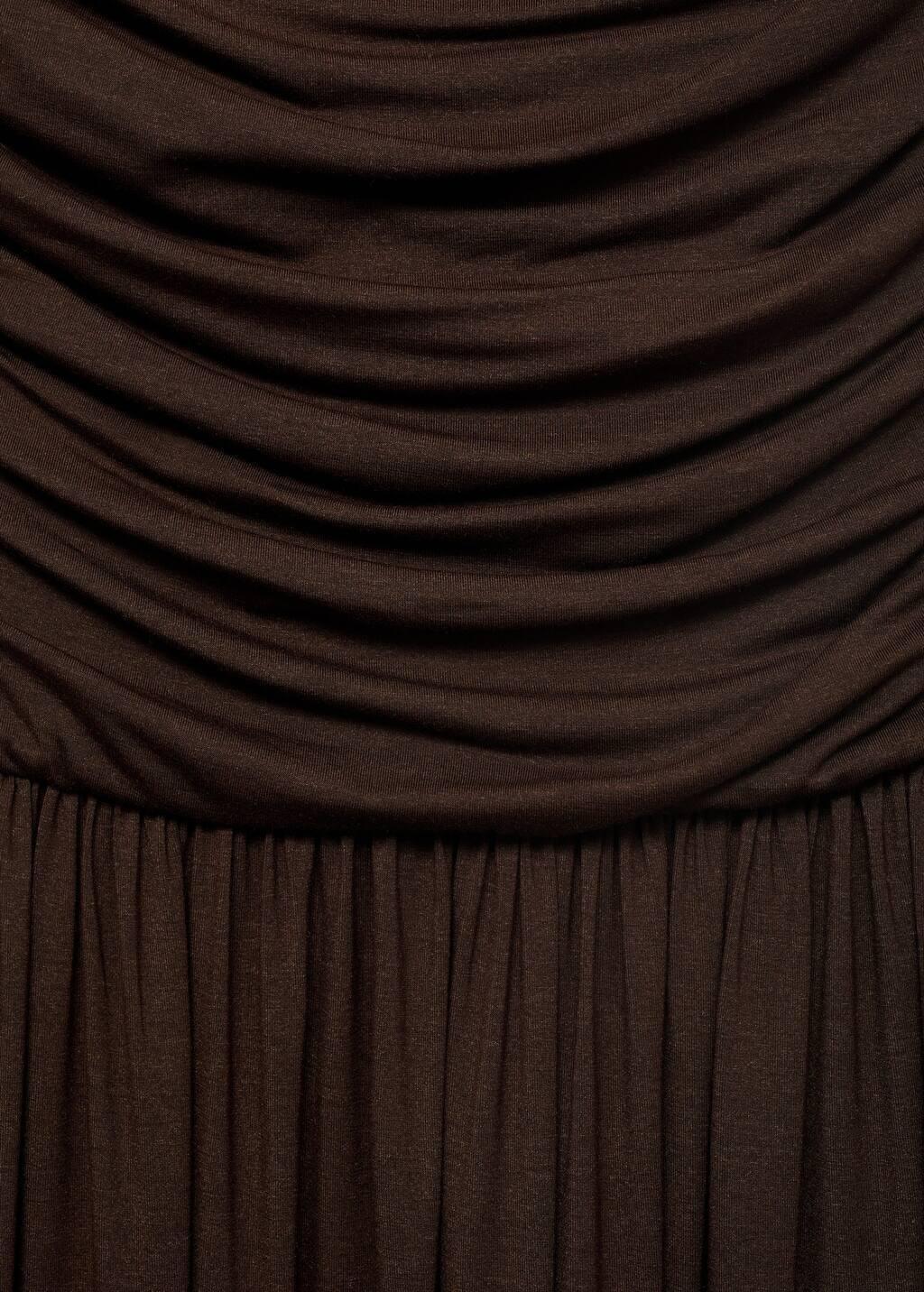 Brown Combined Strapless Dress, , large image number 4